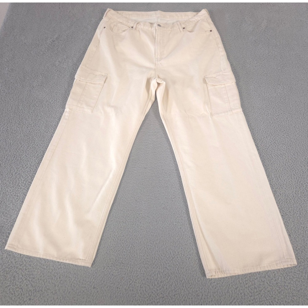 Old Navy Jeans Womens 18 Sky-Hi Wide-Leg Cargo Drapey Cotton Lyocell Utility
